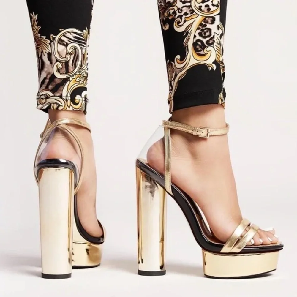 ❤️❤️ Jessica Rich Women's GPS Gold Ankle Strap Platform Sandals❤️new